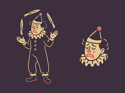 Balancing Act american traditional branding clown illustration logo retro vintage