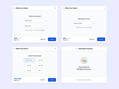 Early Filtering Popups age design filtering loading location popup search tool simple tailwind ui ux