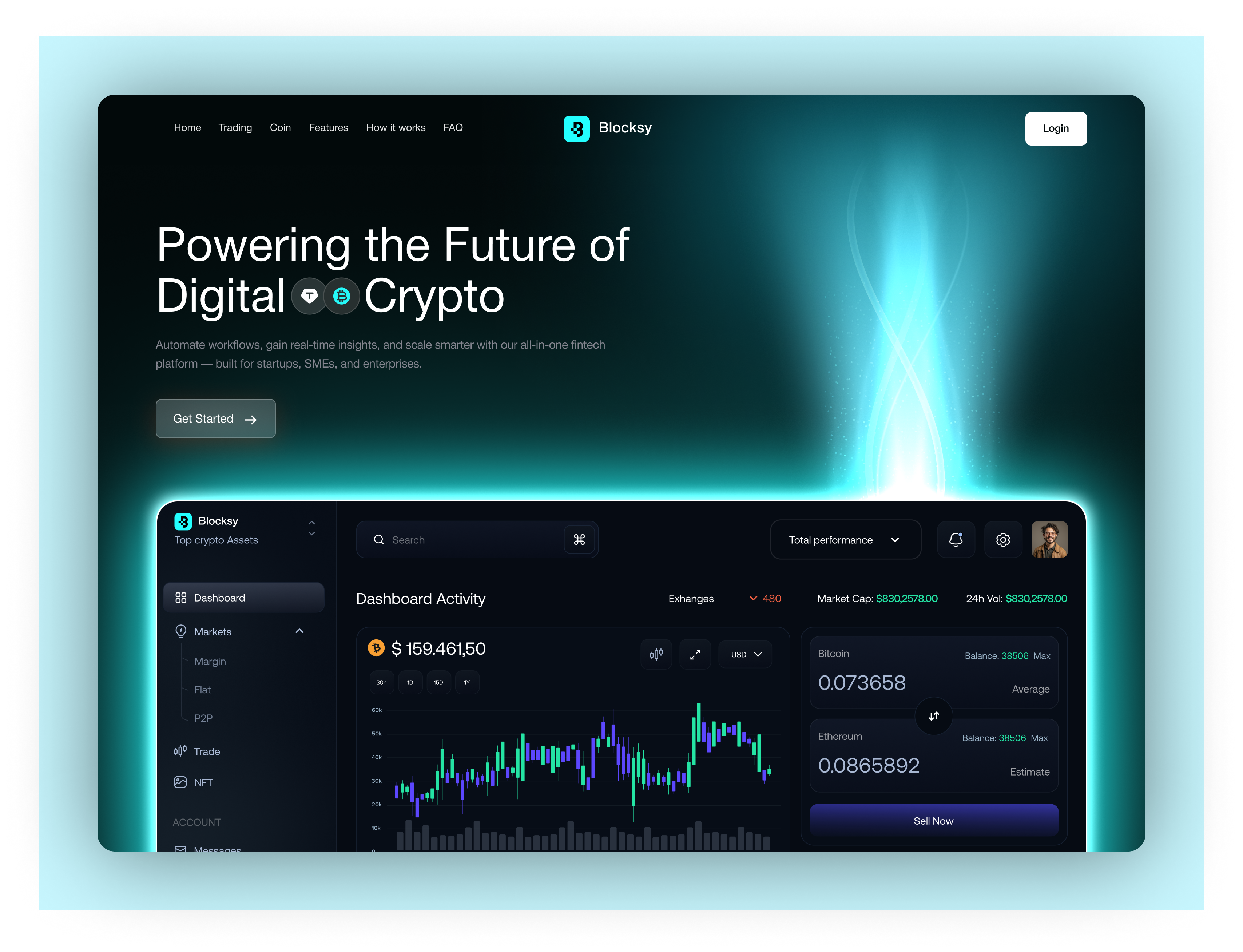 Blocksy – Crypto & Web3 Trading Platform Design banking blockchain app crypto crypto exchange cryptocurrency dashboard finance fintech landing page product design saas trading wallet web design web3 design web3 innovation website