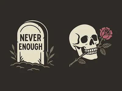 Never Enough american traditional branding grave logo skull typography