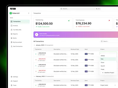 Potion - Agency Management Tool agency management ai crm for freelancers ai powered crm platform ai sales crm client portal for freelancers crm hr tool product design task managment saas tax management tax write off