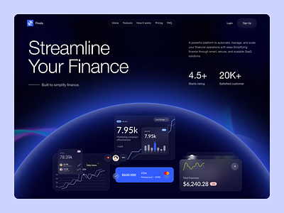 Finoly - Smart Fintech Landing Page banking blockchain app crypto crypto exchange cryptocurrency dashboard finance fintech landing page oripio product design saas trading wallet web design web3 design web3 innovation website