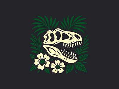 Garden of Bones branding dinosaur illustration logo trex