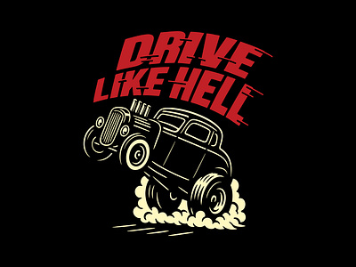 Drive Like Hell america branding drag race ilustration logo muscle car type typography