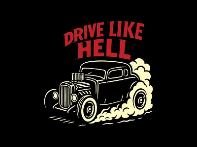 Drive Like Hell Redux america branding drag race illustration logo muscle car type typography
