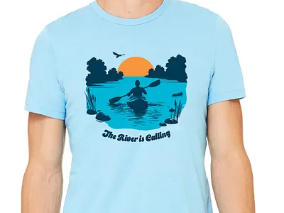 The River is Calling t-shirt design kayak paddle river shirt tee tshirt