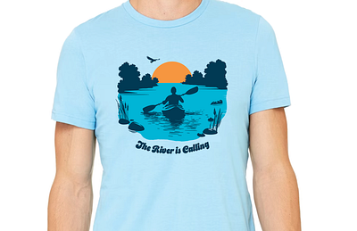 The River is Calling t-shirt design kayak paddle river shirt tee tshirt