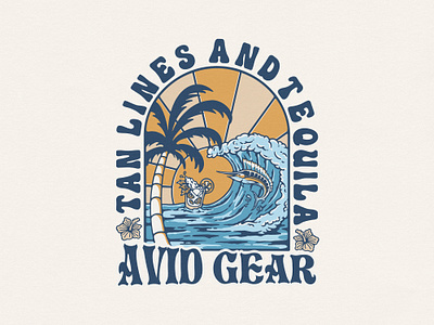 Summer t-shirt design beach graphic design handdrawn outdoor apparel palm summer sunset illustration surf surf vintage surfing surfing illustration tshirt tshirt design vintage vintage illustration vintage tshirt