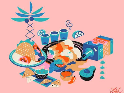 Travel Log: Day 7 avocado branding cilantro dinner enchiladas food graphic design illustration limes mexican mexico palm tree pattern shots spicy tacos tequilia travel log traveling vacation