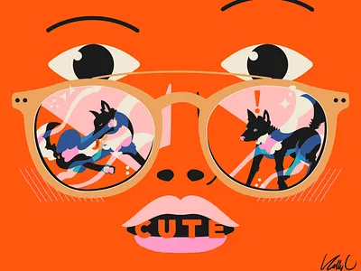Travel Log: Day 8 branding cute dog eyes face flushed graphic design illustration lips mouth pattern puppy reflection summer sunglasses surprised travel log type typography vacation