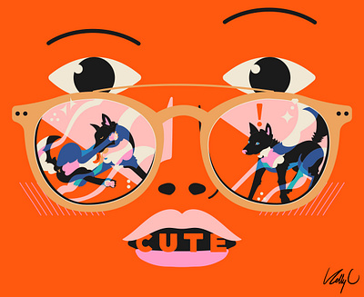 Travel Log: Day 8 branding cute dog eyes face flushed graphic design illustration lips mouth pattern puppy reflection summer sunglasses surprised travel log type typography vacation