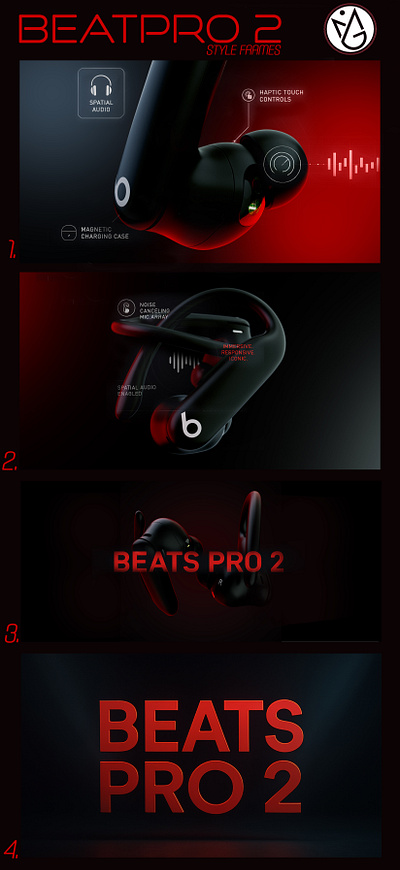 Beats Pro 3 Style Frames 2025 branding cinema 4d design graphic design photoshop product rendering promo redshift
