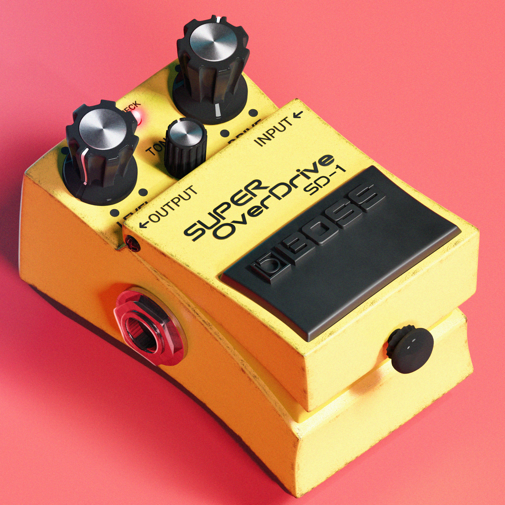 Stylized BOSS SUPER OverDrive SD-1 Guitar pedal 3d 3d art 3d illustration 3d stylized blender 3d cgi clean render concept art creative modeling digital art graphic design hard surface modeling pbr textures product visualization realistic texturing stylized 3d stylized design ui