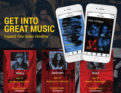 Get Into Great Music app iphone mobile music rock screen ui