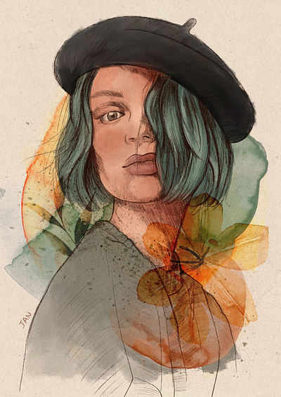 Flower woman design ilustraçao procreate