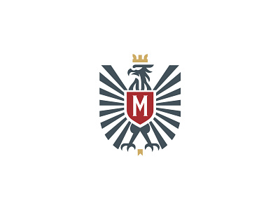 Heraldry Eagle shield logo animal animation bird branding eagle graphic design griffin gryphon guard initial lettermark lion logo m mm motion graphics professional protection shield strong