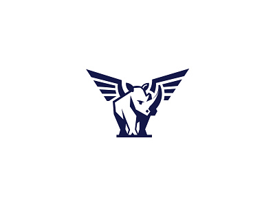 Rhino wings logo animal fly geometric giant illustration labyrinth logo monster power rhino rock wings