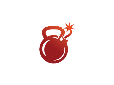 Kettlebell bomb logo bomb energy fire fitness flame gym icon kettlebell logo minimal modern power sports