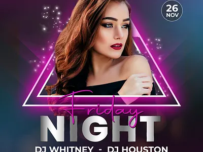 Friday Night Club Poster Design clubeventflyer clubflyerdesign clubgraphicdesign clubposter danceclubflyer design designforevents djnight edmposter eventposterdesign flyerdesign fridaynightfun fridaynightparty fridaynightvibes nightclubdesign nightlifedesign partyflyertemplate partyposter posterdesign