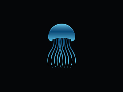 Jellyfish logo black blue branches connection dark deep fish fun graphic design jellyfish logo minimalist modern ocean sea tech tenths