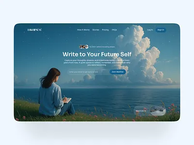 Letters to Your Future Self ✨ – Hero Section Design desktop hero hero section hero website homepage join the waitlist landing page design startup subscribe subscribe ui subscription typography website website design