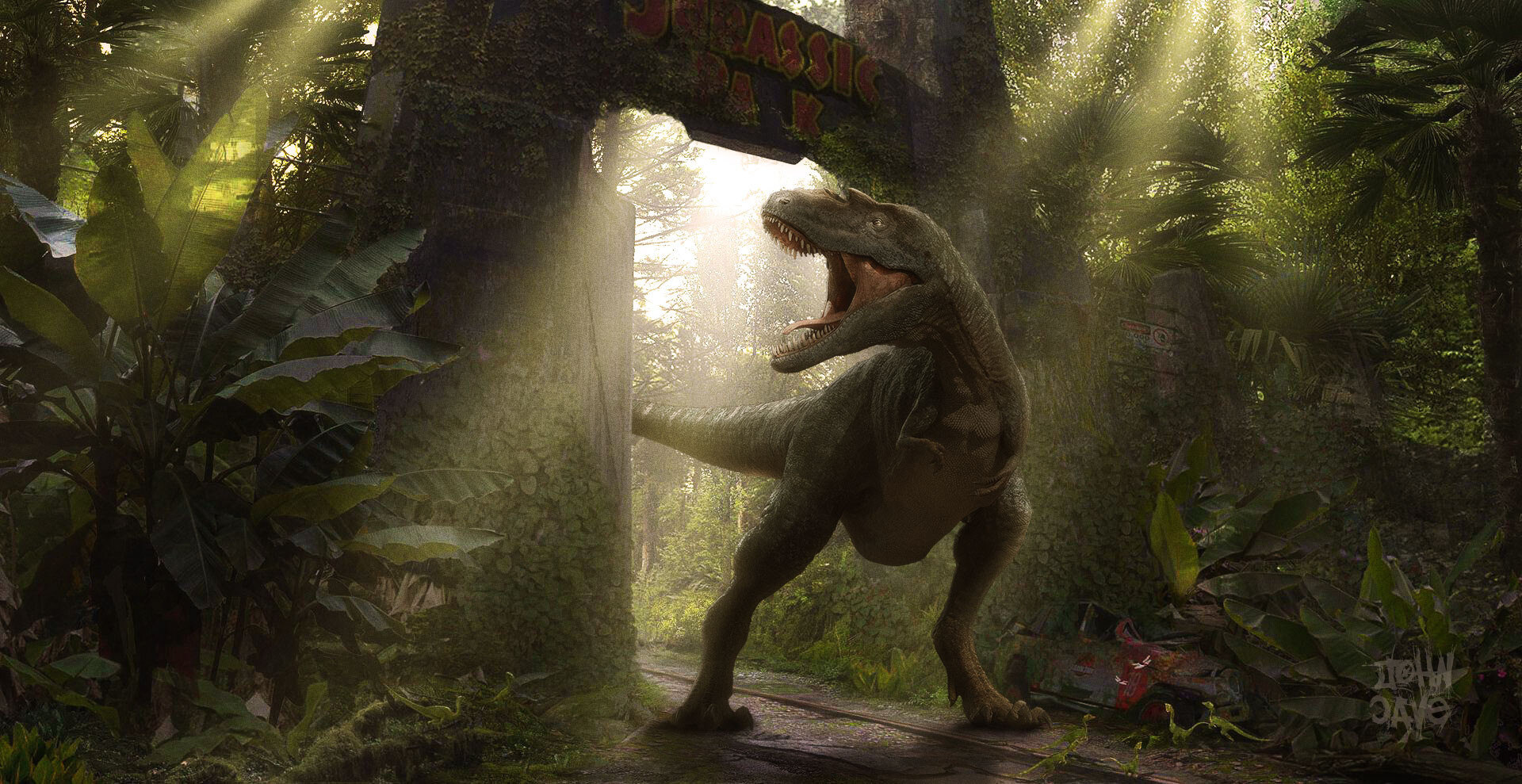 Concept Art - Welcome to Jurassic Park concept art digital dinosaurs editing john cave jurassic world jurrasic park photobash rd studios