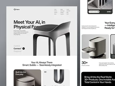 Nuro - AI-powered smart home device website. ai artificial intelligence design landing page marketplace product smart home ui ui design ux design web web design website design