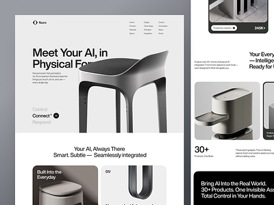 Nuro - AI-powered smart home device website. ai artificial intelligence design landing page marketplace product smart home ui ui design ux design web web design website design