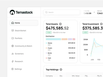 Finance Management Dashboard - Sidebar admin bank crypto dashboard design finance finance dashboard financial fintech invest investment money navbar sidebar stock market web design