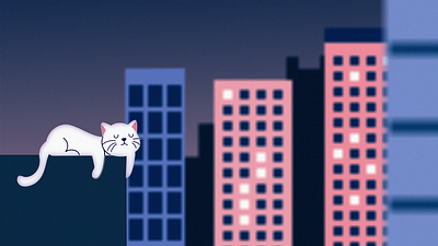 Sleepy cat adventures after aftereffects animation 2d