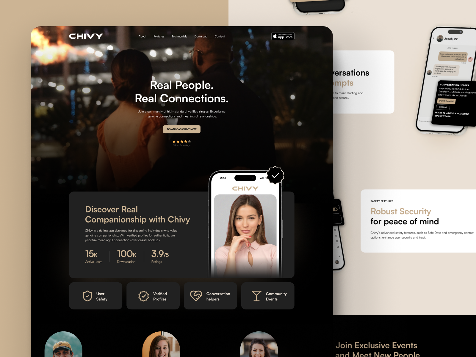 Branding, Product & Web Design, Mobile UX/UI, Framer Development branding dating app figma framer graphic design mobile application photoshop web design website