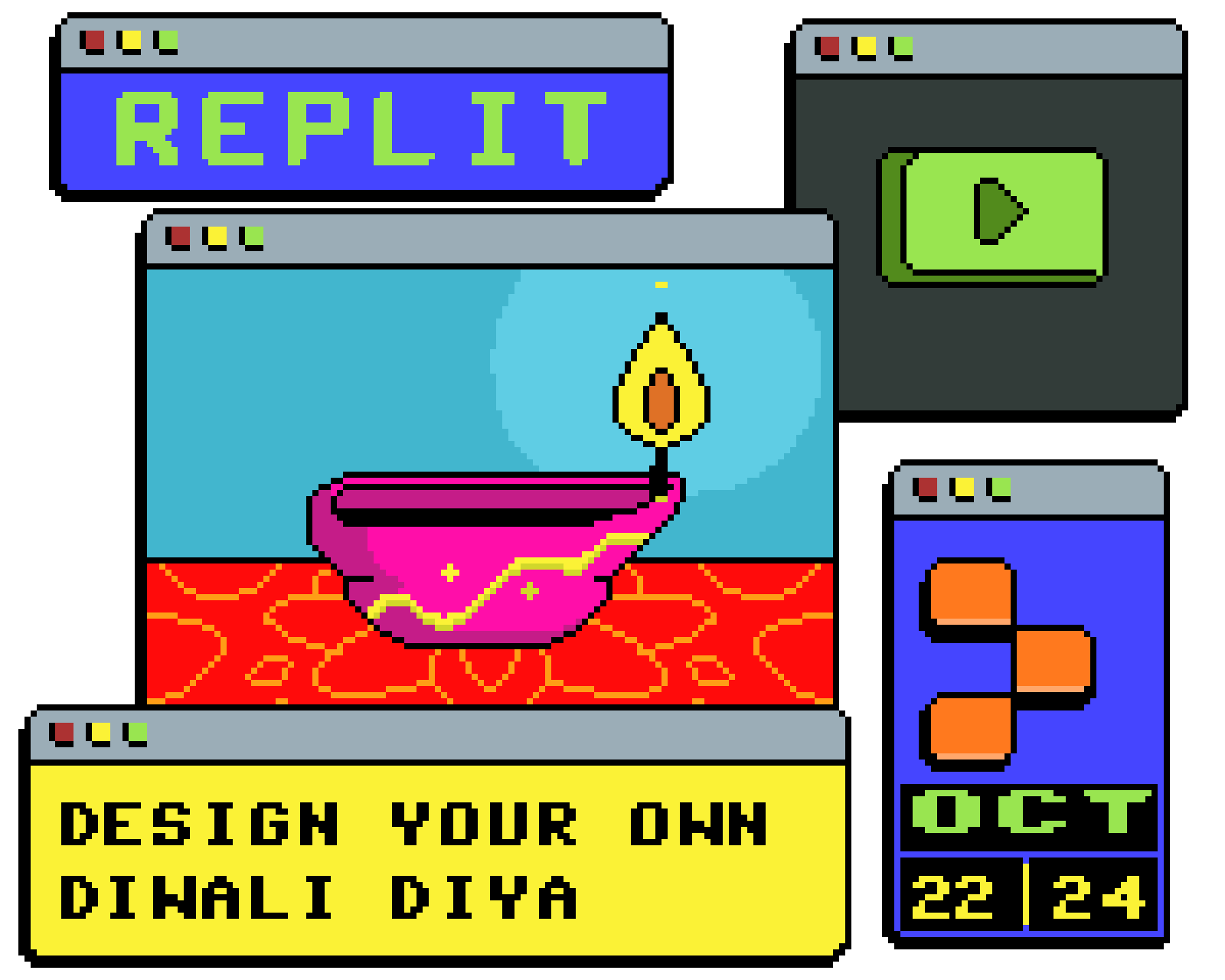 Diwali Diya Competition Promo animation. animation art diwali diya gif illustration pixel promotion replit