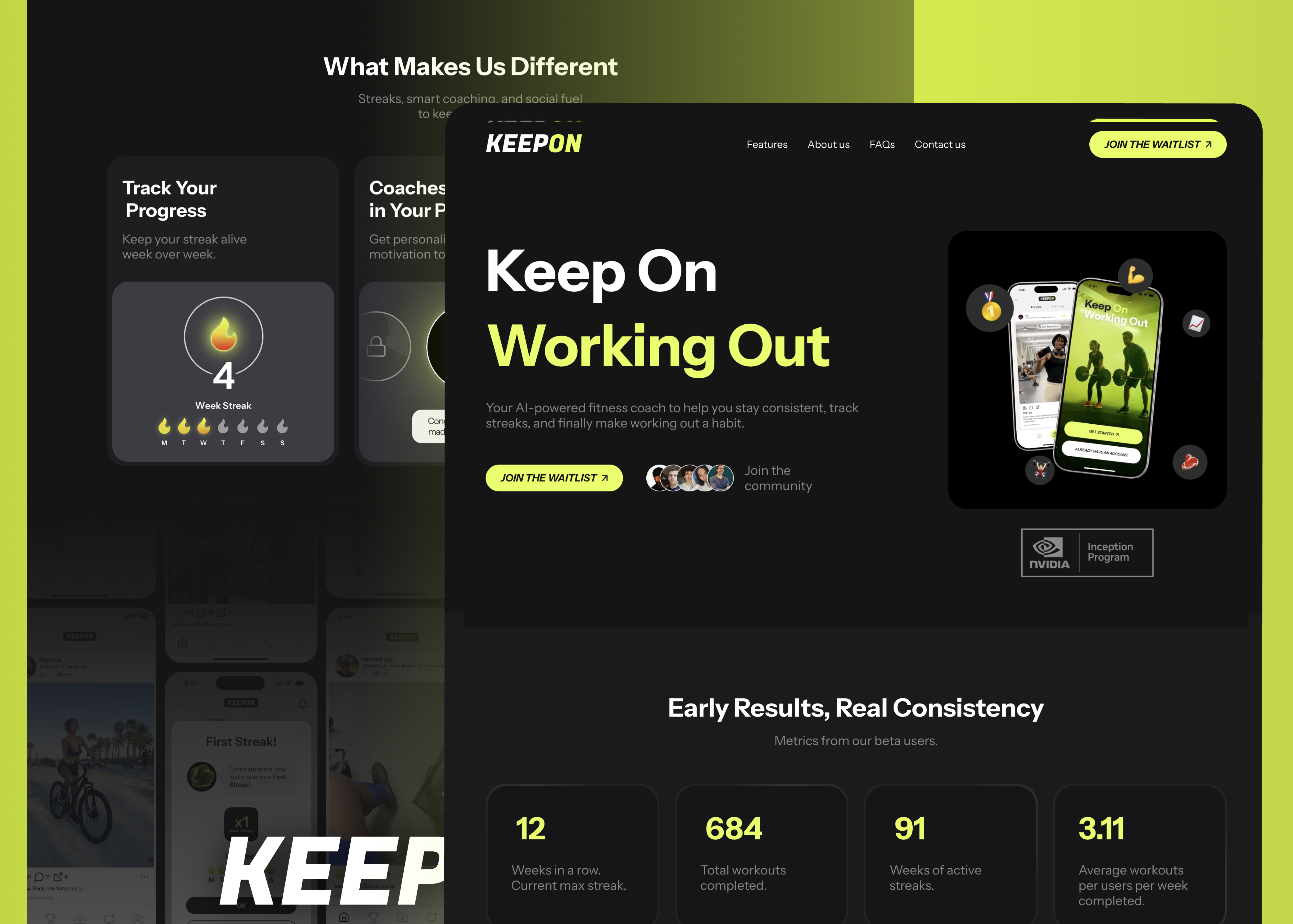 KEEPON Branding and Digital Experience Design after effects branding figma fitness framer graphic design mobile app motion graphics sports web design website