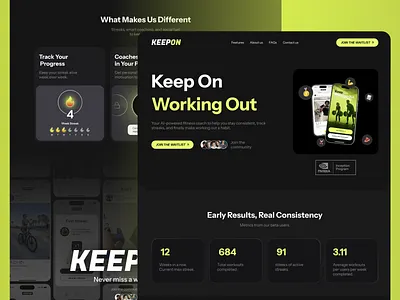 Keepon after effects branding figma fitness framer graphic design mobile app motion graphics sports web design website