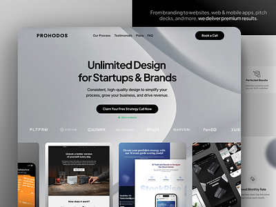 Prohodos animation branding design agency design studio figma framer graphic design illustration interfaces mobile application motion graphics photoshop saas ui ux web web design website