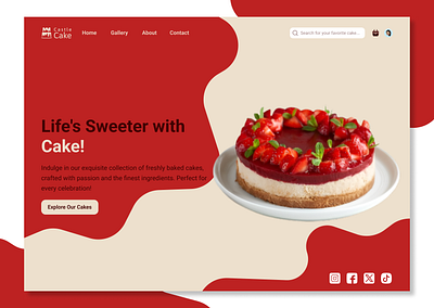 Landing Page Castle Cake - Hero Section cake shop cake store header section hero section landing page landing page design ui ui design ux ux design