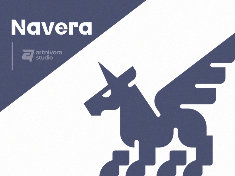 Navera ads animal branding design fantasy graphic design horse illustration logo logo design logos logotype mascot modern myth pegasus template unicorn vector visual identity