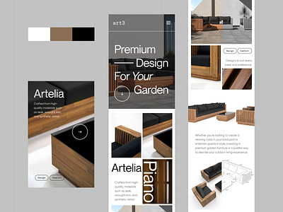 art3 - Sophisticated & Minimalist Outdoor Furniture Brand app appdesign branding design ecommerce interface logo luxury minimalist simple ui ux