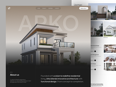 ARKO - Real Estate Website aes brand designer building clean design construction decor emura studio home interior landingpage layout design logo design minimal design real estate real estate project ui ui design ui ux web design website design