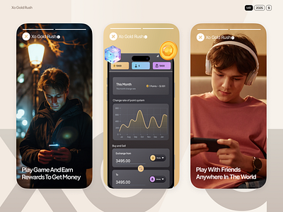 XO Gold Rush Mobile App Game Social Media branding domino app game app gold rush graphic design illustration logo minimal mobile mobile analytics mobile gaming modern branding reward game social media social media design ui xo gold rush