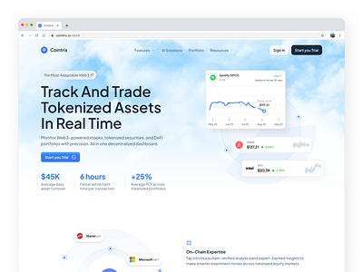 SaaS Web3 Investment Landing Page - Stock Page asset performance blockchain digital assets exchange ui fintech investment analytics investment platform landing page market data real time saas stock dashboard stock market trading platform trading screen ui design ux design web3 web3 design website