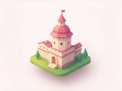 Tower of Castle — 3D Isometric Illustration 3d 3d castle 3d model blender blender art castle illustration isometric tower