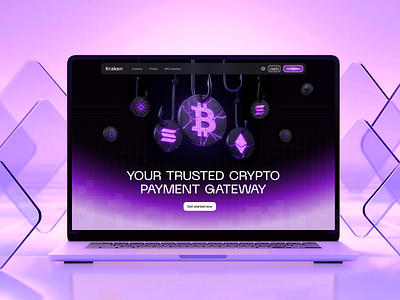Kraken – Crypto Landing Page UI Design Concept bitcoin ui blockchain crypto design crypto landing page crypto ui crypto website dark mode design digital wallet fintech design fintech ui nft design ui ui design uiux uiux design ux web design