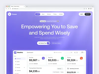 Finseer - Finance Landing Page design figma template figma uiux finance finance website finseer finance landing page fintech fintech uiux landing page design ui uiux web design web designer website website design