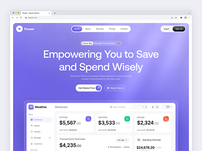 Finseer - Finance Landing Page design figma template figma uiux finance finance website finseer finance landing page fintech fintech uiux landing page design ui uiux web design web designer website website design