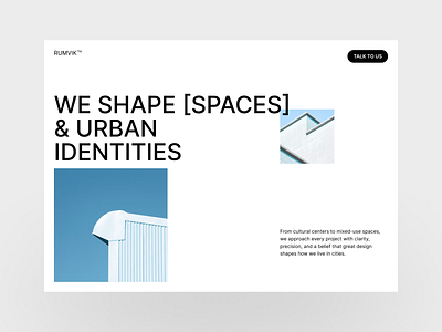 RUMVIK - Hero Section Exploration bold typography clean design figma hero hero section landing page minimal ui swiss design ui design ui ux uiux website