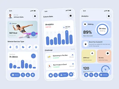 Health & Fitness App Design fitness app fitness club fitness tracker habit tracker app health app health tracker healthapp healthcare app medical app medical health mobile mobile app mobile apps profile design tracker mobile app workout plan