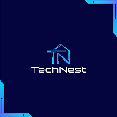 TechNest: Minimal Gradient Monogram Logo with TN Emblem brand identity branding design design logo flat gradient graphic design icon illustration initials logo logo design logos logotype minimal monogram simple typography unique wordmark