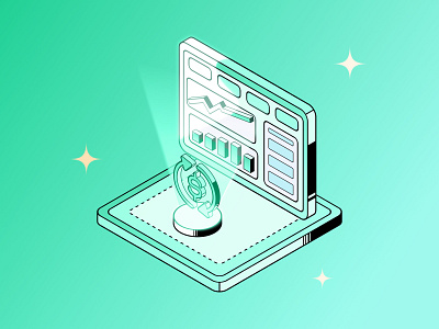 Isometric Illustration, Finance illustration isometric