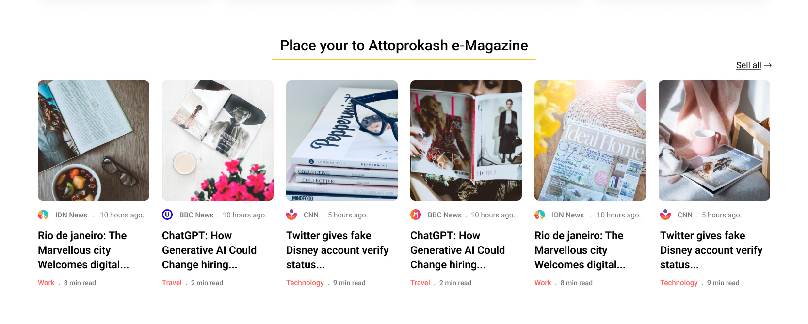 Example of E Magazine Website UI Design